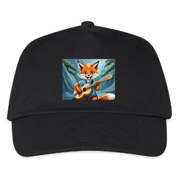 cute little fiend fox everyday life playing guitar - Kids’ Baseball Cap - black - Front