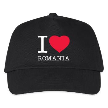 I LOVE ROMANIA Rumänien - Kinder Basecap - Schwarz - Vorne
