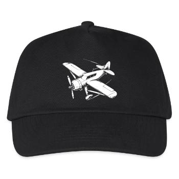 Propellerflugzeug Zeichnung - Kinder Basecap - Schwarz - Vorne