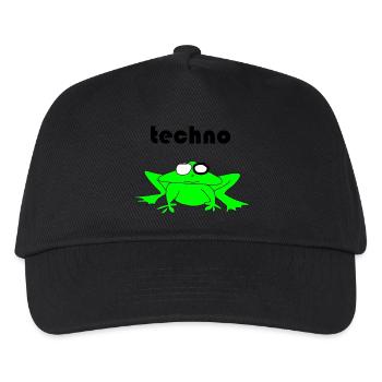 techno frosch - Kinder Basecap - Schwarz - Vorne