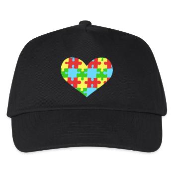 Puzzleteile Herz Autismus Bewusstsein - Kinder Basecap - Schwarz - Vorne