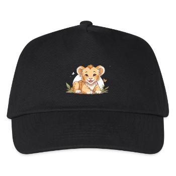 Lion cub with butterflies - Kids’ Baseball Cap - black - Front