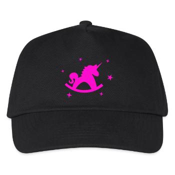 unicorn schaukelpferd - Kinder Basecap - Schwarz - Vorne
