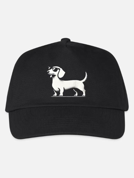 Dackel mit Sonnenbrille Teckel Silhouette Hund - Kinder Basecap - Schwarz
