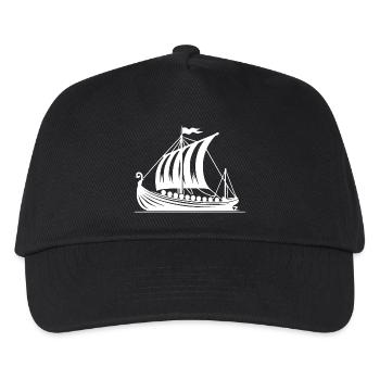 Drachenboot Wikinger Style Segel Design - Kinder Basecap - Schwarz - Vorne
