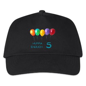 Hurra Endlich 5 - das ist ein Grund zum Feiern ! - Kinder Basecap - Schwarz - Vorne