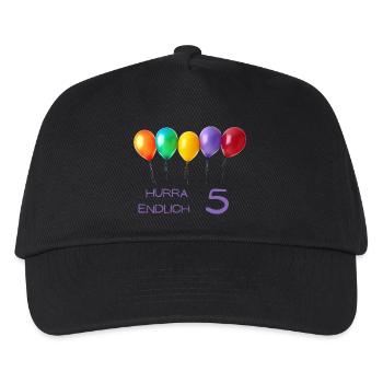Hurra Endlich 5 - das ist ein Grund zum Feiern ! - Kinder Basecap - Schwarz - Vorne