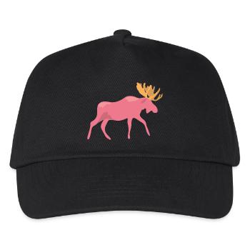 pinker Elch - Kinder Basecap - Schwarz - Vorne