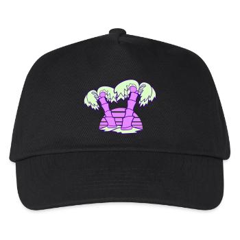 2 Palm Trees Island Tree Stripes Sun Sunset - Kids’ Baseball Cap - black - Front