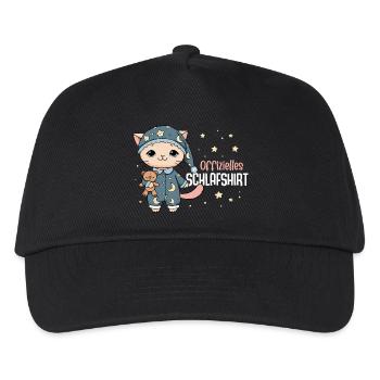 Offizielles Schlafshirt Katze Schlafanzug Pyjama - Kinder Basecap - Schwarz - Vorne