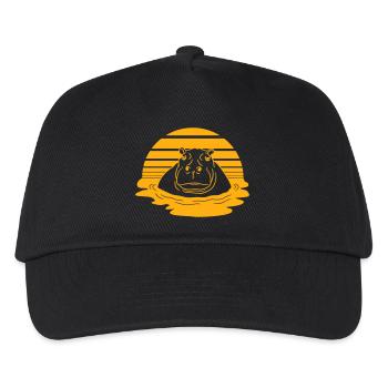 Hippopotamus Swimming Water Sun Cute Comic Cartoon - Kids’ Baseball Cap - black - Front