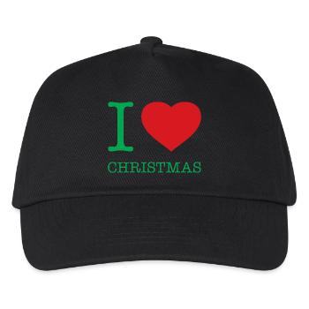 I LOVE CHRISTMAS Weihnachten - Kinder Basecap - Schwarz - Vorne