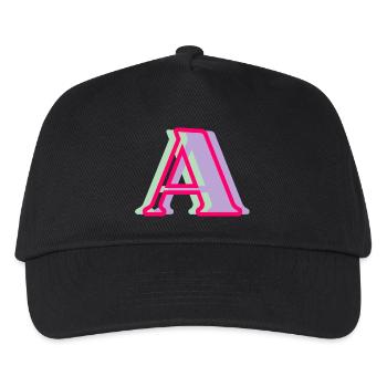 Buchstabe A mehrfarbig - originelle Geschenkidee - Kinder Basecap - Schwarz - Vorne
