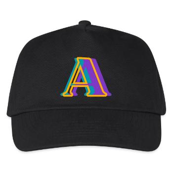 Buchstabe A mehrfarbig - originelle Geschenkidee - Kinder Basecap - Schwarz - Vorne