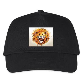 Majestic lion's head with flame mane - Kids’ Baseball Cap - black - Front