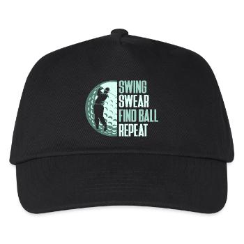 Swing Swear Find Ball Repeat Golf Golfer - Kinder Basecap - Schwarz - Vorne