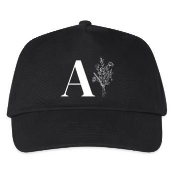 Minimalistische Blumentasche - Kinder Basecap - Schwarz - Vorne