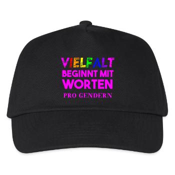 Vielfalt beginnt mit Worten Geschenkidee gendern - Kinder Basecap - Schwarz - Vorne