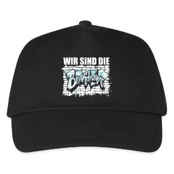 Wir sind die Brandmauer, Gegen Rechts, gegen Hetze - Kinder Basecap - Schwarz - Vorne