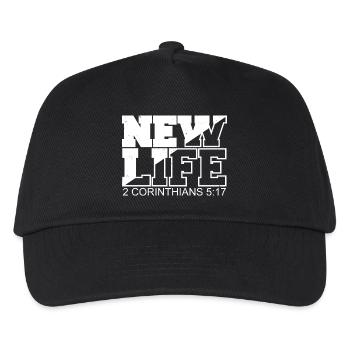 NEW LIFE Bibelvers Spruch - Kinder Basecap - Schwarz - Vorne