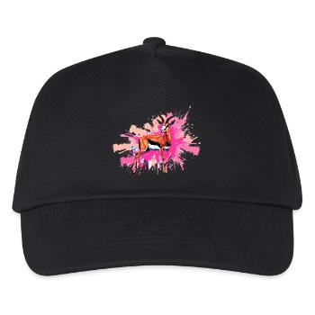 gazelle, illustration ,graffiti ,pink,bunt - Kinder Basecap - Schwarz - Vorne