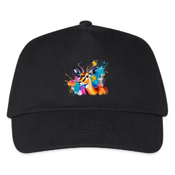 gazelle, illustration ,graffiti ,pink,bunt - Kinder Basecap - Schwarz - Vorne
