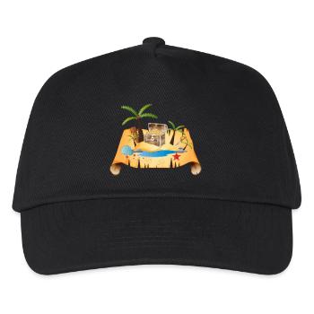 Carte au trésor aventureuse avec coffre en or - Casquette de baseball Enfant - noir - Devant