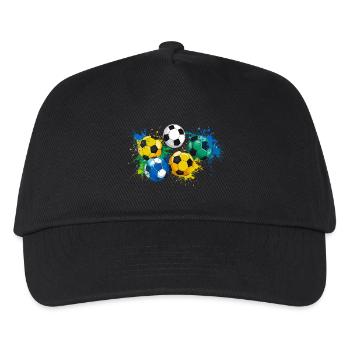 Football,Balls,Colorful,Graffiti,Painting, illustration - Kids’ Baseball Cap - black - Front