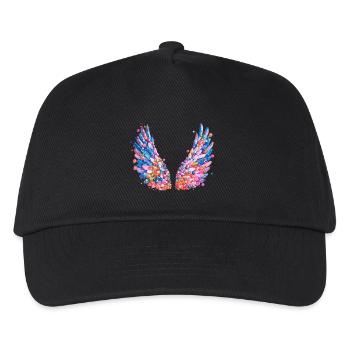 engelsflügel,federn,bunte flügel,graffiti - Kinder Basecap - Schwarz - Vorne
