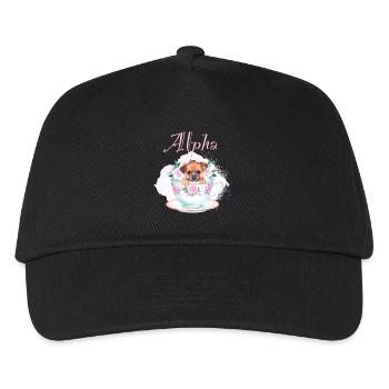 Dog in cup,doggy, cup,alpha, pink, roses - Kids’ Baseball Cap - black - Front