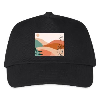 floral illustrations, plants, terracotta, eco - Kids’ Baseball Cap - black - Front