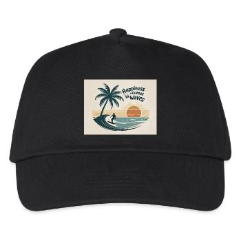 Surfer reitet Welle mit Sonnenuntergang am Meer - Kinder Basecap - Schwarz - Vorne