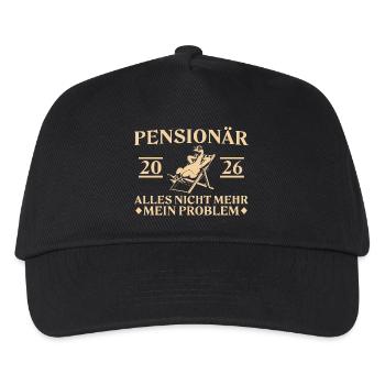 Pensionär 2026 - Gans im Liegestuhl - Kinder Basecap - Schwarz - Vorne
