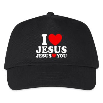I love Jesus Jesus loves you Christian faith - Kids’ Baseball Cap - black - Front