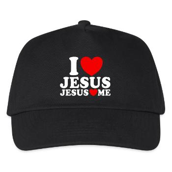 I love Jesus Jesus loves me Christian faith - Kids’ Baseball Cap - black - Front