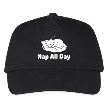 Katzenschlaf Nap All Day - Kinder Basecap - Schwarz - Vorne