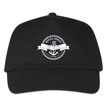 Nautic Design Matrosen-Emblem Nautischer Aufnäher - Kinder Basecap - Schwarz - Vorne