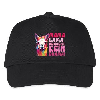 Werdende Mütter MAMA LAMA BRAUCHT KEIN DRAMA - Kinder Basecap - Schwarz - Vorne