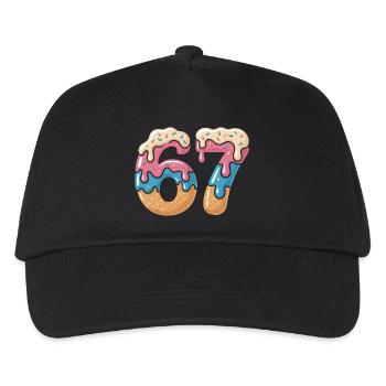 Donut 69 Zuckerguss NeonPrint - Kinder Basecap - Schwarz - Vorne