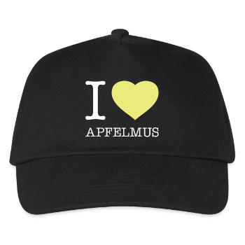 I love Apfelmus - Kinder Basecap - Schwarz - Vorne