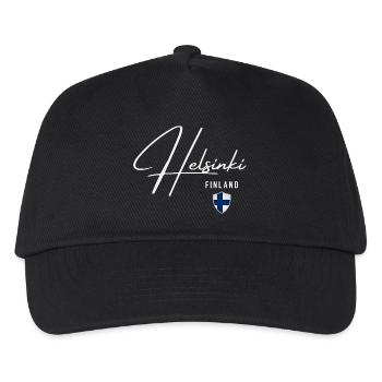 Helsinki, Finnland, elegantes Design Helsinki - Kinder Basecap - Schwarz - Vorne