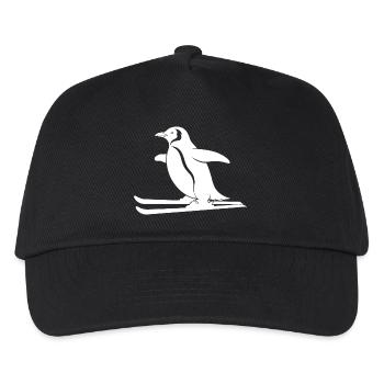 Minimalistischer Pinguin Skifahrer Winter Sport - Kinder Basecap - Schwarz - Vorne