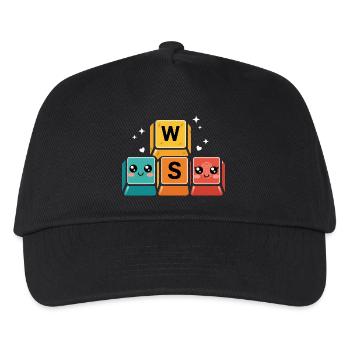 WASD Tasten Lustiges Gamer Geschenk - Kinder Basecap - Schwarz - Vorne