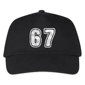 67 Zahl Nummer Grosse Schrift Vintage Zahlendesign - Kinder Basecap - Schwarz - Vorne