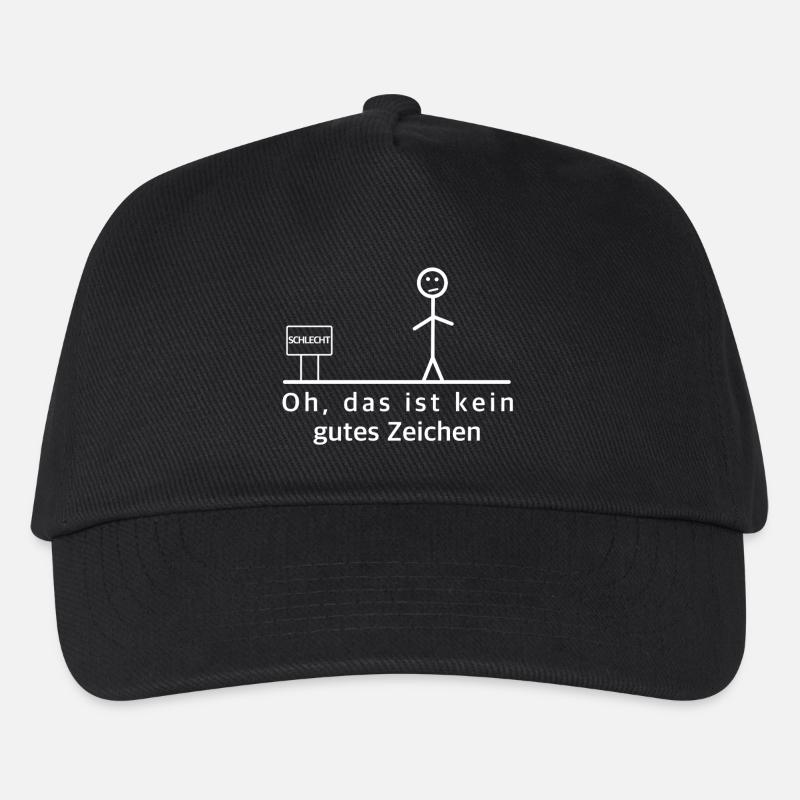 Ikke et godt tegn – broderifigur-humor - Basecap til børn - sort