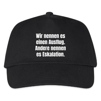 Ausflug oder Eskalation Typografie - Kinder Basecap - Schwarz - Vorne