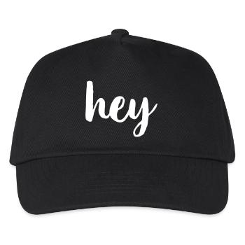 Hey Begrüßung Hallo - Kinder Basecap - Schwarz - Vorne