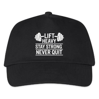 Lift heavy, stay  strong, never quit - Kinder Basecap - Schwarz - Vorne