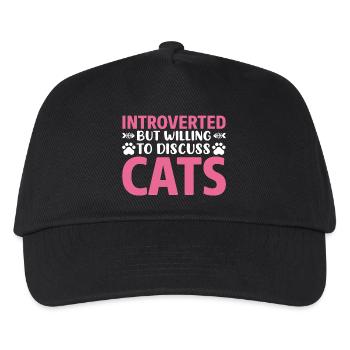 Introverted discuss with cat - Kinder Basecap - Schwarz - Vorne
