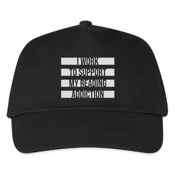 Je travaille pour soutenir mon logo de livres sur la dépendance à la lecture - Casquette de baseball Enfant - noir - Devant